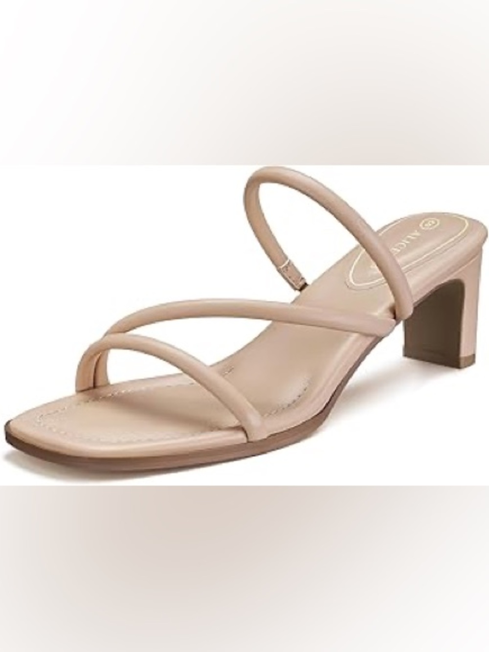 Neutral Beige Strappy Block 2in Heel Mules